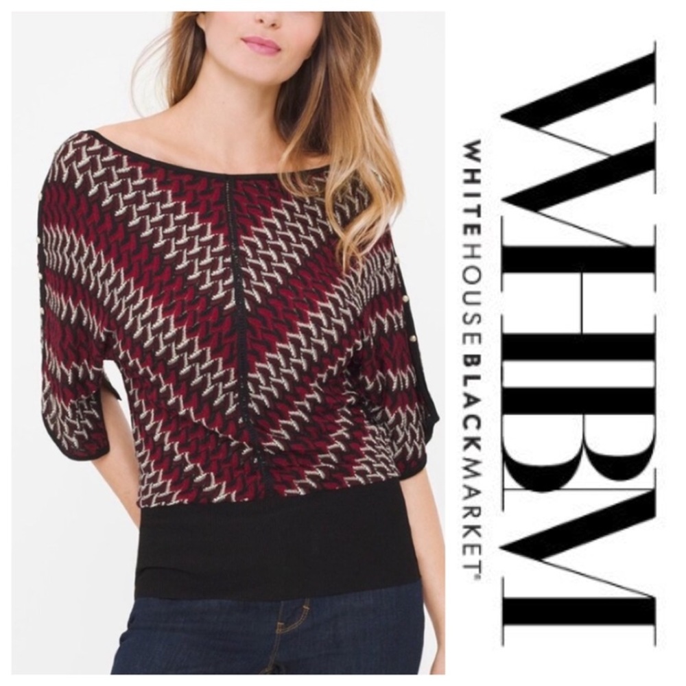 Red & Black Chevron Stripe Rayon Sweater